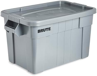 Rubbermaid Commercial Products BRUTE Tote Storage Container with Lid-included, 20-Gallon, Gray, Rugged/Reusable Boxes for Moving/Storing in Garage/Basement/Attic/Jobsite/Truck/Camping (FG9S3100GRAY)
