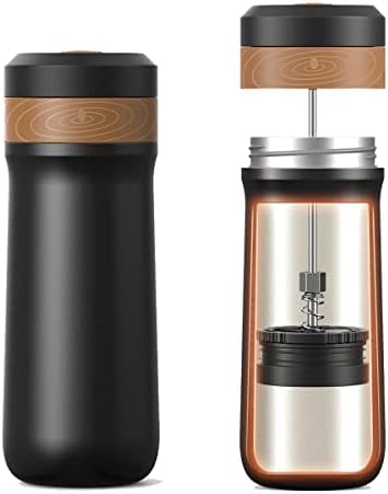 Portable French Press Coffee Maker Travel French Coffee Maker Stainless Steel Coffee Mug 12 oz Double Mesh Filter Great for Camping and Traveling