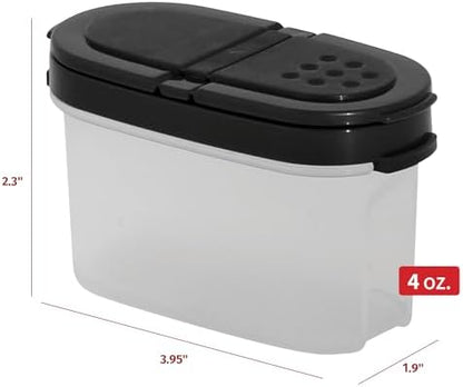 SIGNORA WARE Spice Jars with Lids - 4 oz Refillable Empty Airtight Spice/Seasoning Containers Set -2 in 1 Pour/Sift Shaker Lids Clear Plastic Spice/Seasoning Organizer Kitchen/Travel 4 pk.