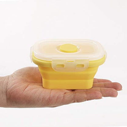 Collapsible Silicone Food Storage Container, Portion Control Container with Clip-on Lid, Stackable, Space Saving, Microwave/Fridge/Freezer/Dishwasher Safe, 5 Oz, Pack of 4