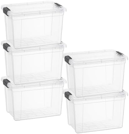Superio 4.75 Quart Clear Plastic Storage Boxes with Lids, Stackable Organizer Containers, BPA-Free Storage Bins for Home, Office, School & Dorm, 5 Pack