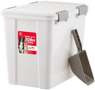 IRIS USA Dog Food Storage Container, Up to 30 lbs, White, Made in USA