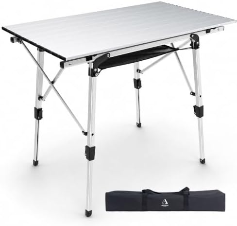 Folding Camping Table, Portable Aluminum Adjustable Height
