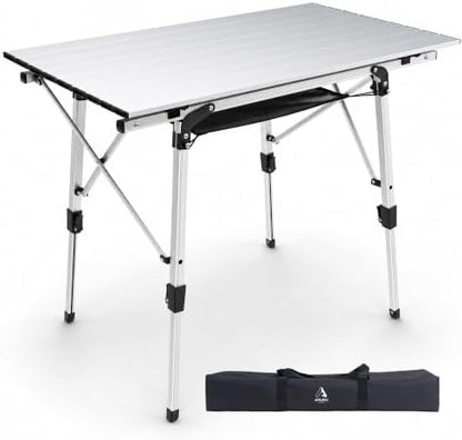 Folding Camping Table, Portable Aluminum Adjustable Height