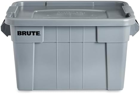 Rubbermaid Commercial Products BRUTE Tote Storage Container with Lid-included, 20-Gallon, Gray, Rugged/Reusable Boxes for Moving/Storing in Garage/Basement/Attic/Jobsite/Truck/Camping (FG9S3100GRAY)