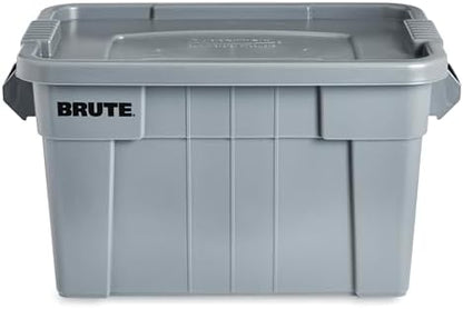 Rubbermaid Commercial Products BRUTE Tote Storage Container with Lid-included, 20-Gallon, Gray, Rugged/Reusable Boxes for Moving/Storing in Garage/Basement/Attic/Jobsite/Truck/Camping (FG9S3100GRAY)