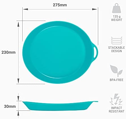 Lifeventure Ellipse Plastic 4-Piece Tableware Set: Knife/Fork/Spoon, Plate, Bowl, Mug for Camping, Travel & Outdoor