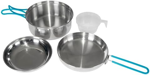 Stansport Stainless Steel Camping Cookware Set – Durable Nesting Mess Kit for Backpacking, Hiking & Outdoor Cooking – Compact Portable Pot & Pan with Carry Bag – Multiple Sizes for Family to Solo Use