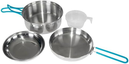 Stansport Stainless Steel Camping Cookware Set – Durable Nesting Mess Kit for Backpacking, Hiking & Outdoor Cooking – Compact Portable Pot & Pan with Carry Bag – Multiple Sizes for Family to Solo Use