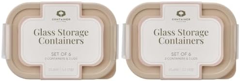 Glass Food Storage Containers with Lids — 12 Piece — 24.4 oz Glass with BPA-Free Leak Resistant Stackable Lids — Microwave, Oven & Dishwasher Safe — Ideal for Meal Prep & More - Cashew Cream