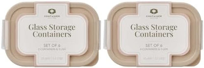 Glass Food Storage Containers with Lids — 12 Piece — 24.4 oz Glass with BPA-Free Leak Resistant Stackable Lids — Microwave, Oven & Dishwasher Safe — Ideal for Meal Prep & More - Cashew Cream