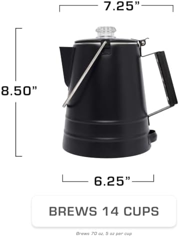 COLETTI Butte & Scoutmaster Coffee Percolator Camping — Percolator Coffee Pot, NO Aluminum or Plastic (Black, 14 Cup)