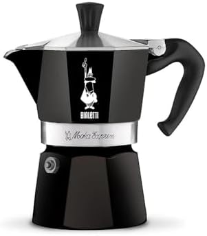 Bialetti Moka Express Iconic Italian Stovetop Espresso Maker (Black, 6 Cups)