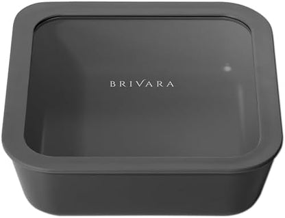 Glass Food Storage Container with Lid, 8-Cup Large Square | Microwave-Safe Airtight Lid, Oven-Safe Ceramic-Coated Glass | Zero Plastic, No PFAS/PFOA/BPA, Reusable [Onyx]