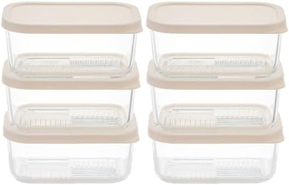 Glass Food Storage Containers with Lids — 12 Piece — 24.4 oz Glass with BPA-Free Leak Resistant Stackable Lids — Microwave, Oven & Dishwasher Safe — Ideal for Meal Prep & More - Vanilla Mist