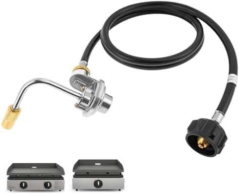 Griddle Regulator with 6FT Propane Adapter Hose for Blackstone 17/22 Inch Tabletop Griddles Gas Regulator Fit for CharBroil 19952085 Propane Regulator for Pit Boss & Member's Mark 22" Griddle Parts