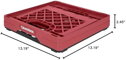 CleverMade Collapsible Milk Crates, 25L 1 Pack, 50 lb, Brick Red
