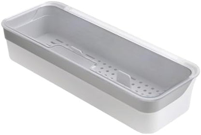 Plastic Kitchen Drawer Organizer with Lid and Drainer Stackable Utensil Holder for Countertop Silverware Tray Flatware Organizers - 13x4.7x2.4 Inch Spatula Cutlery Storage Box