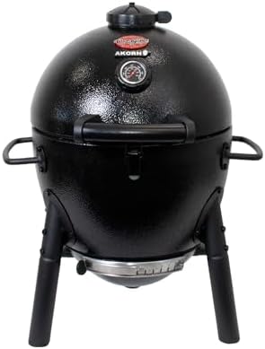 Char-Griller® AKORN® Jr. Portable Kamado Charcoal Grill and Smoker with Cast Iron Grates and Locking Lid with 155 Cooking Square Inches in Black