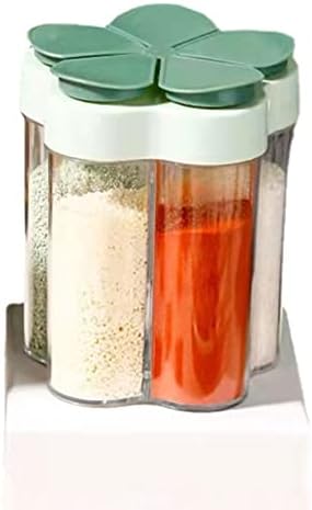 5 In 1 Travel Spice Containers, Shaker Jars, Clear Plastic Container Jars With Labels, Airtight Cap, Pour/Sift Shaker Green