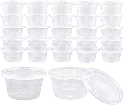Augshy 40 Pack 4Oz Slime Containers with Lids, Jello Shot Cups Condiment Containers Plastic Portion Cups with Lids for Salad Dressing Food Storage Containers