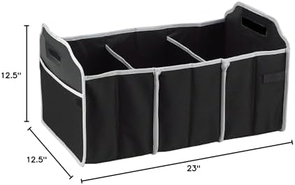 Collapsible Trunk Organizer and Cooler 2 in 1 Set - Three-Section Car Trunk Organizer with Removable Insulated Cooler, 40 lbs Capacity, 600D Polycanvas, 23"x12.5"x12.5"