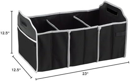 Collapsible Trunk Organizer and Cooler 2 in 1 Set - Three-Section Car Trunk Organizer with Removable Insulated Cooler, 40 lbs Capacity, 600D Polycanvas, 23"x12.5"x12.5"