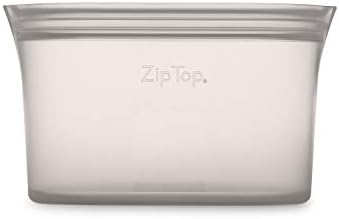 Zip Top Reusable Food Storage Bags | Small Dish [Gray] | Silicone Meal Prep Container | Microwave, Dishwasher and Freezer Safe | Made in the USA