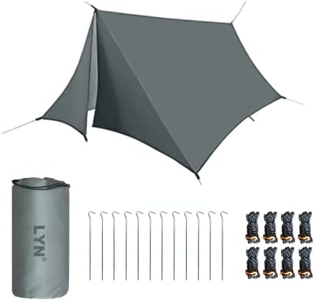 LYN Extra Large Zipper Reusable Survival Emergency Shelter Tent,Thermal Waterproof Fireproof Lightweight Bugout, with Paracord✚Stake for Camping,First Aid,Hiking&Bushcraft