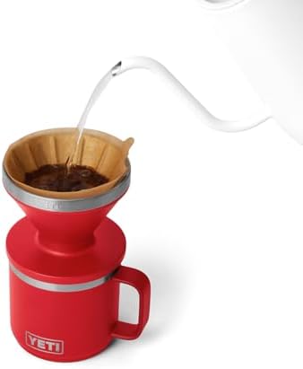 YETI Pour Over Coffee Maker Accessory Ramblers, Designed for Perfect Coffee Extraction Anywhere, Stainless Steel, fits any V60 Filter, Rescue Red