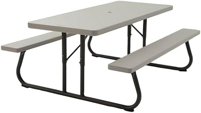 LIFETIME 6‑Foot Folding Picnic Table, Outdoor Portable Bench Seating for 8, UV‑Protected HDPE, Powder‑Coated Steel Frame, Stain‑Resistant, Folds Flat for Storage