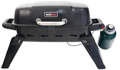 Grill Boss 1 Burner Portable Gas Grill, 10,000 BTU Propane Tabletop BBQ with Porcelain Coated Grate for Camping, Patio, and Outdoor Cooking, Black