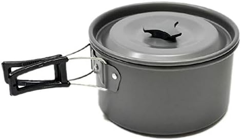 JZK Camp Cookware 2-3 People Set, Pan Pot Teapot Lightweight Outdoor Portable Camping Cooker Set for Trekking Hiking BBQ Picnic Campfire