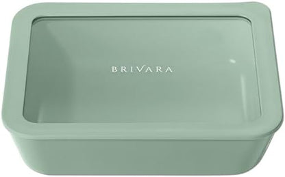 Glass Food Storage Container with Lid, 6-Cup Medium Rectangle | Microwave-Safe Airtight Lid, Oven-Safe Ceramic-Coated Glass | Zero Plastic, No PFAS/PFOA/BPA, Reusable [Willow]
