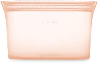 Zip Top Reusable Food Storage Bags | Large Dish [Peach] | Silicone Meal Prep Container | Microwave, Dishwasher and Freezer Safe | Made in the USA