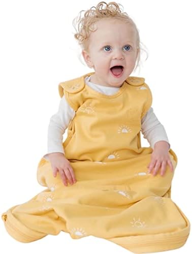 Woolino Merino Wool & Organic Cotton Baby Sleep Sack 2-24 Months – Ultimate 4-Season Baby Sleeping Bag, Universal Size Wearable Blanket, 2-Way Zipper & Adjustable Fit, Year-Round Use - Sun