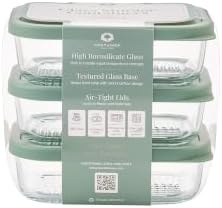 DURA LIVING Glass Food Storage Containers with Lids — 6 Piece — 17.6 oz Glass with BPA-Free Leak Resistant Stackable Lids — Microwave, Oven & Dishwasher Safe — Ideal for Meal Prep & More - Soft Sage