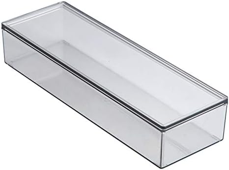 Transparent Flatware Tray Kitchen Drawer Organizer With Lid - Plastic Kitchen Cutlery Tray and Utensil Silverware Storage Container with Cover - Dinnerware Holder for Spoons Forks Knives