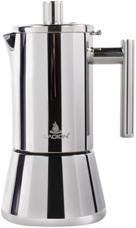 LAOION Stovetop Espresso Maker, 6Cup 10 oz Moka Pot, Stainless Steel