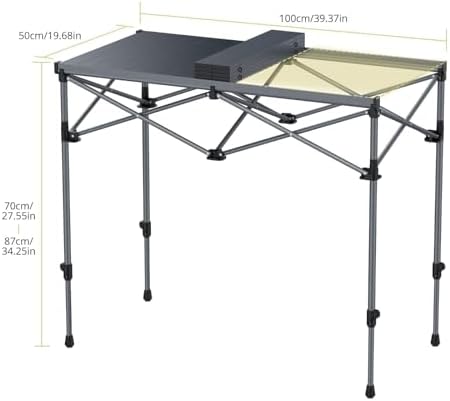 Anbte 34.2” Tall Folding Camping Table, Aluminum Portable, 39” X 20”, Black