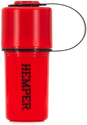 Hemper Keeper 3‑in‑1 Herb Grinder with Dual Storage Container - Smell‑Proof, Airtight & Water‑Resistant - Built‑In Removable Grinder, Dual Compartments for Flower & Ground - (Red & Black)
