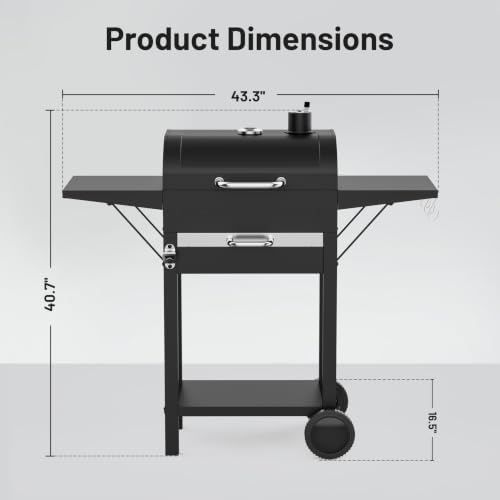 KEYO GRILL 20-Inch Charcoal Grill, Heavy Duty with Side Tables & Ash Tray