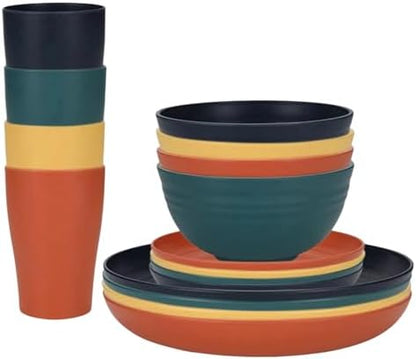 Wheat Straw Tableware Set, 16 Pieces (for 4 People)