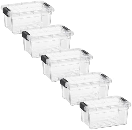 Superio 1.85 Quart Clear Plastic Storage Boxes with Lids, Stackable Organizer Containers, BPA-Free Storage Bins for Home, Office, School & Dorm, 5 Pack