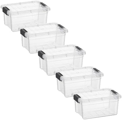 Superio 1.85 Quart Clear Plastic Storage Boxes with Lids, Stackable Organizer Containers, BPA-Free Storage Bins for Home, Office, School & Dorm, 5 Pack