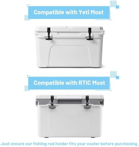 Cooler Fishing Rod Holder, Wall Mounted Fishing Pole Holder, Fishing Rod Rack Compatible with YETI Coolers and for RTIC Coolers, Cooler Accessory