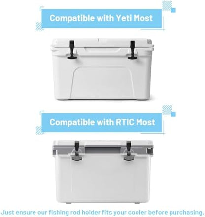 Cooler Fishing Rod Holder, Wall Mounted Fishing Pole Holder, Fishing Rod Rack Compatible with YETI Coolers and for RTIC Coolers, Cooler Accessory