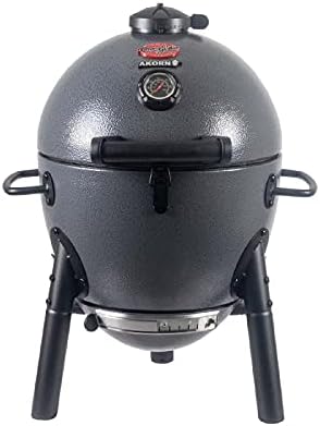 Char-Griller® AKORN® Jr. Portable Kamado Charcoal Grill and Smoker with Cast Iron Grates and Locking Lid with 155 Cooking Square Inches in Ash, Model E86714