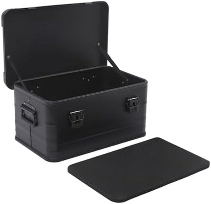 Aluminum Storage Box with Lid, 50L/13.21Gal Heavy Duty Overland Storage Box Stackable Trunk Organizer with Handles & Latches for Truck Bed SUV Camping Outdoor Home Organization