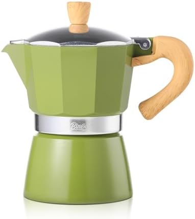 Bincoo Espresso Maker Stovetop - Small Camping Moka Pot 1-2 Espresso Cup/120ML,Stove Top Espresso Pot Italian Coffee Maker,Easy to Use (Green)